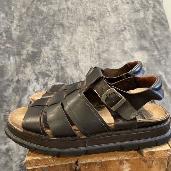 VTG BILL BLASS Fisherman Leather Sandals Men 10.5 cushioned insole 90s Y2K main image 3